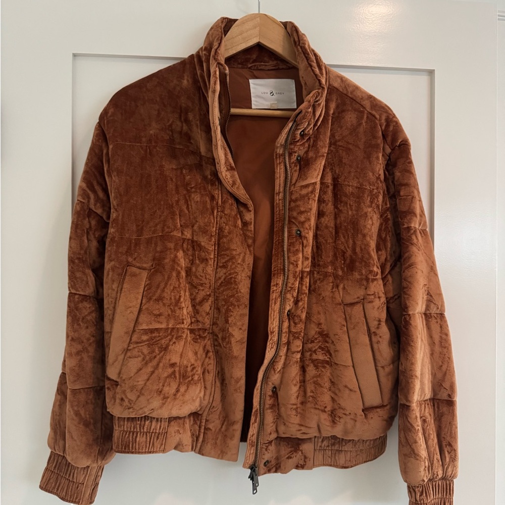 Lou & Grey Brown Crushed Velvet Quilted Jacket